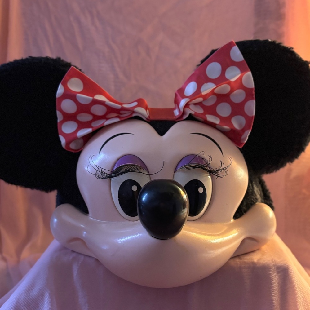 Vintage MINNIE MOUSE 90s Snapback Hat 3D Head Hard Plush Ears Molded Face Adult